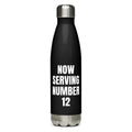 NOW SERVING NUMBER 12 water bottle, black