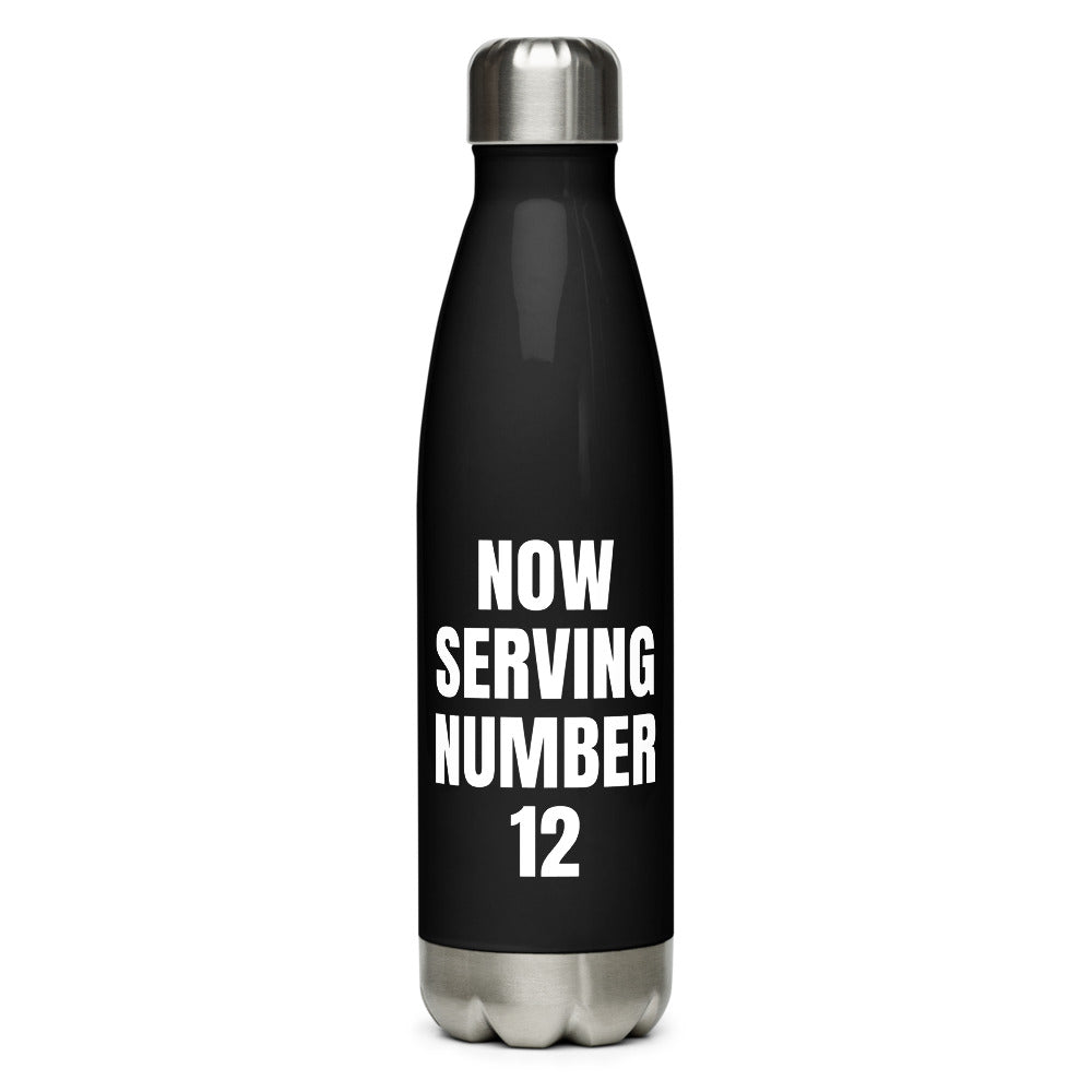 NOW SERVING NUMBER 12 water bottle, black