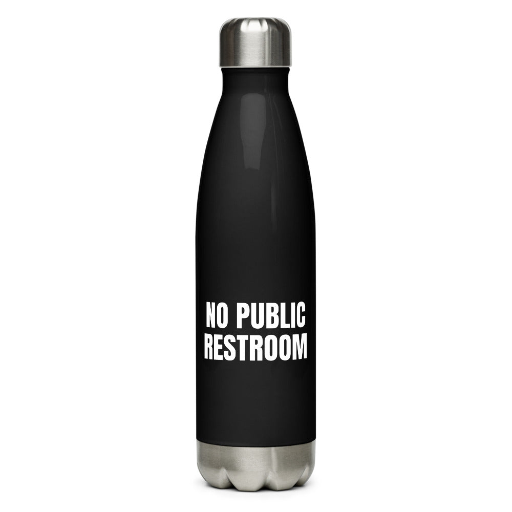 NO PUBLIC RESTROOM water bottle, black