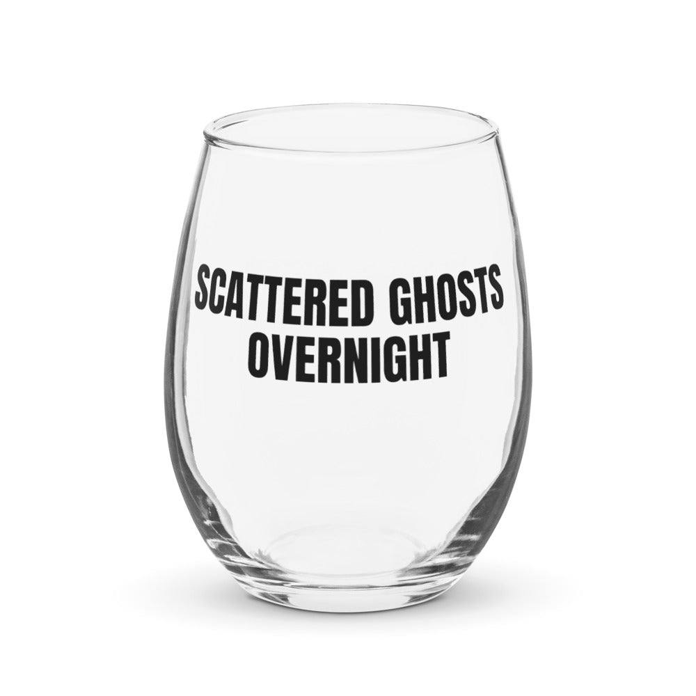 SCATTERED GHOSTS OVERNIGHT stemless wine glass