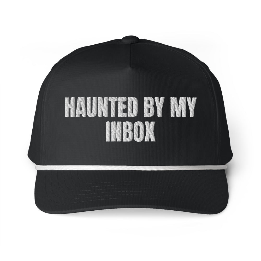 HAUNTED BY MY INBOX rope cap, black