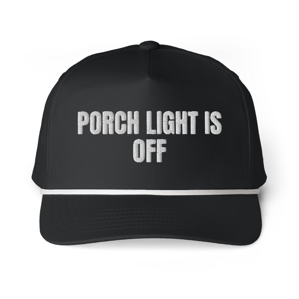 PORCH LIGHT IS OFF rope cap, black