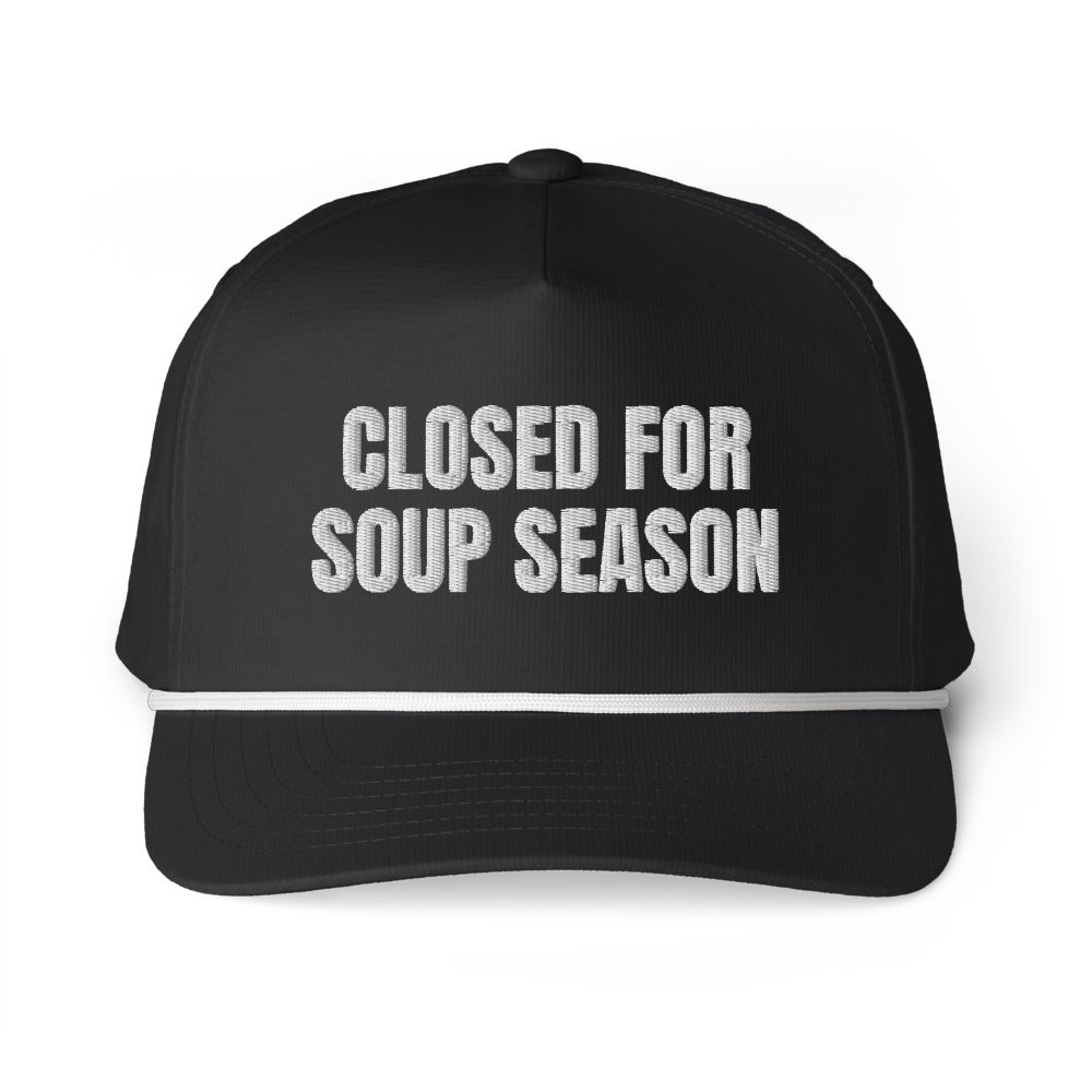 CLOSED FOR SOUP SEASON rope cap, black