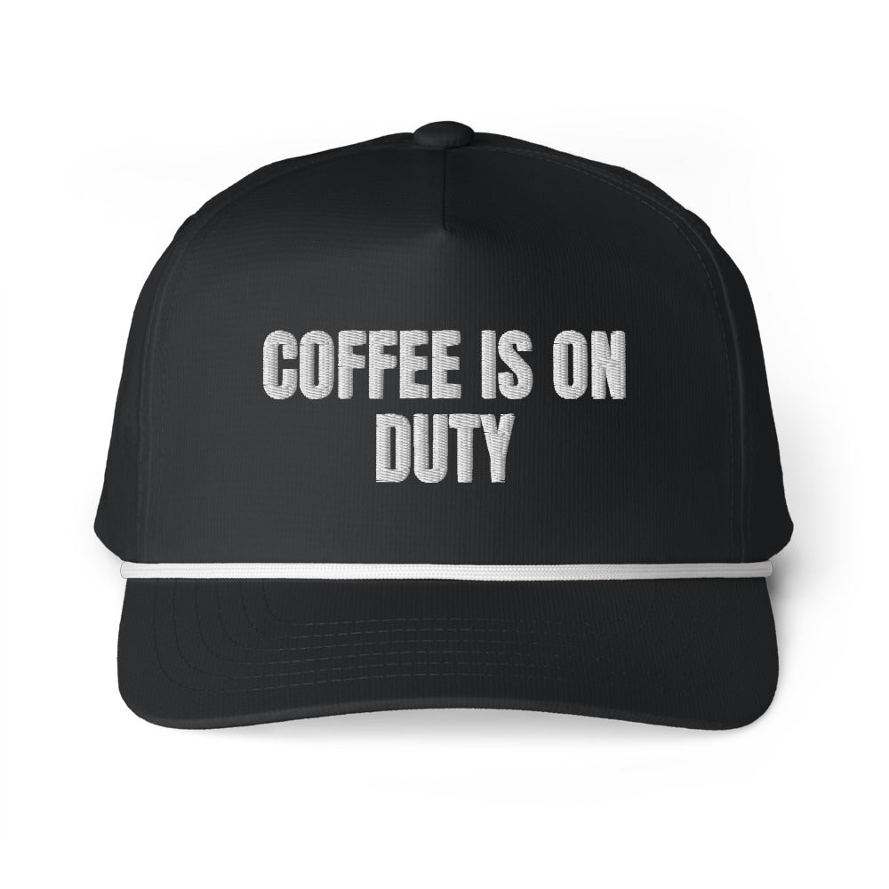 COFFEE IS ON DUTY rope cap, black