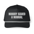 NOBODY ISSUED A MANUAL rope cap, black
