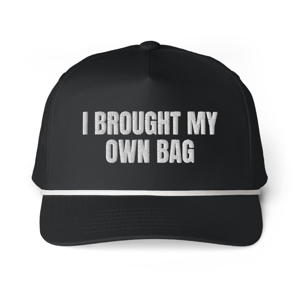 I BROUGHT MY OWN BAG rope cap, black