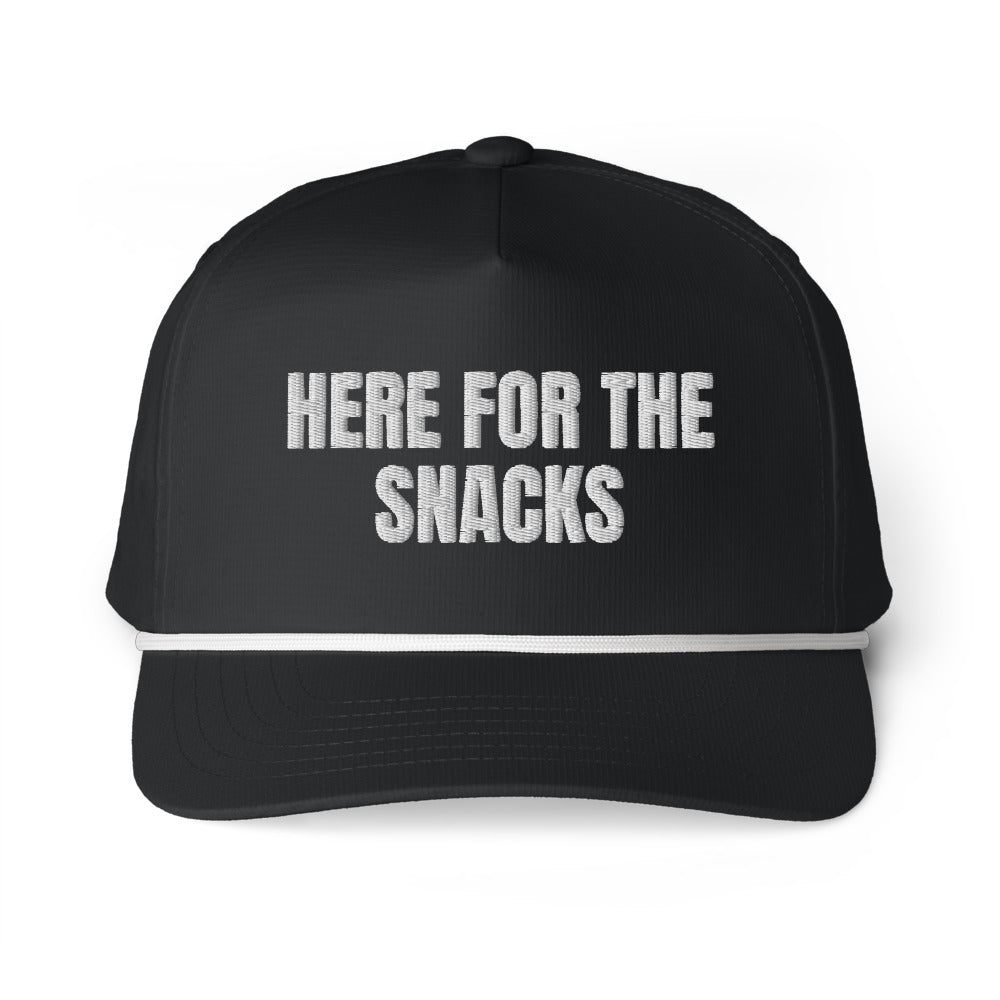 HERE FOR THE SNACKS rope cap, black