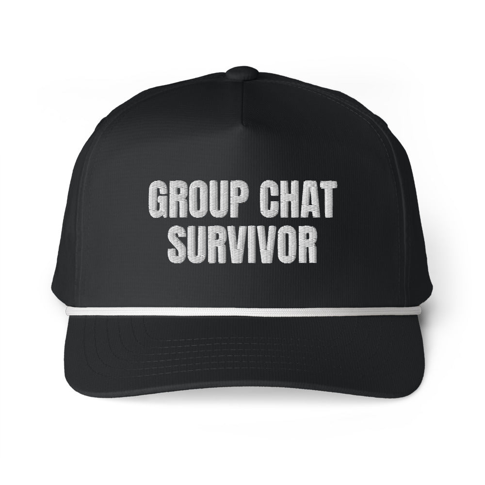 GROUP CHAT SURVIVOR rope cap, black