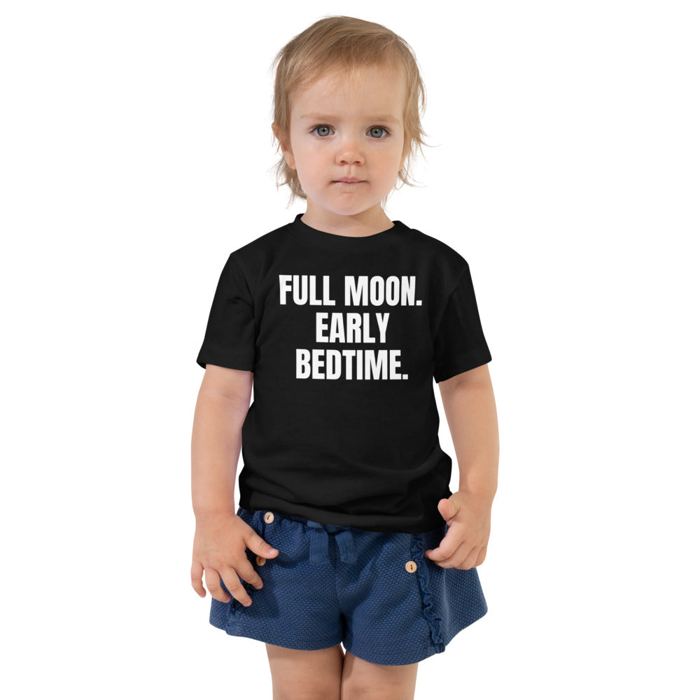 FULL MOON. EARLY BEDTIME. toddler tee, black