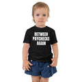 BETWEEN PAYCHECKS AGAIN toddler tee, black