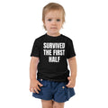SURVIVED THE FIRST HALF toddler tee, black