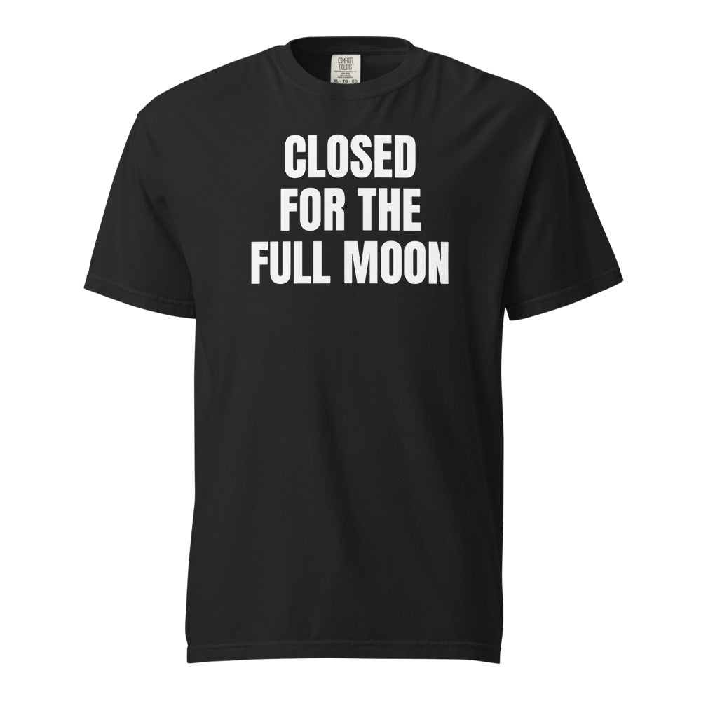 CLOSED FOR THE FULL MOON garment-dyed tee, black