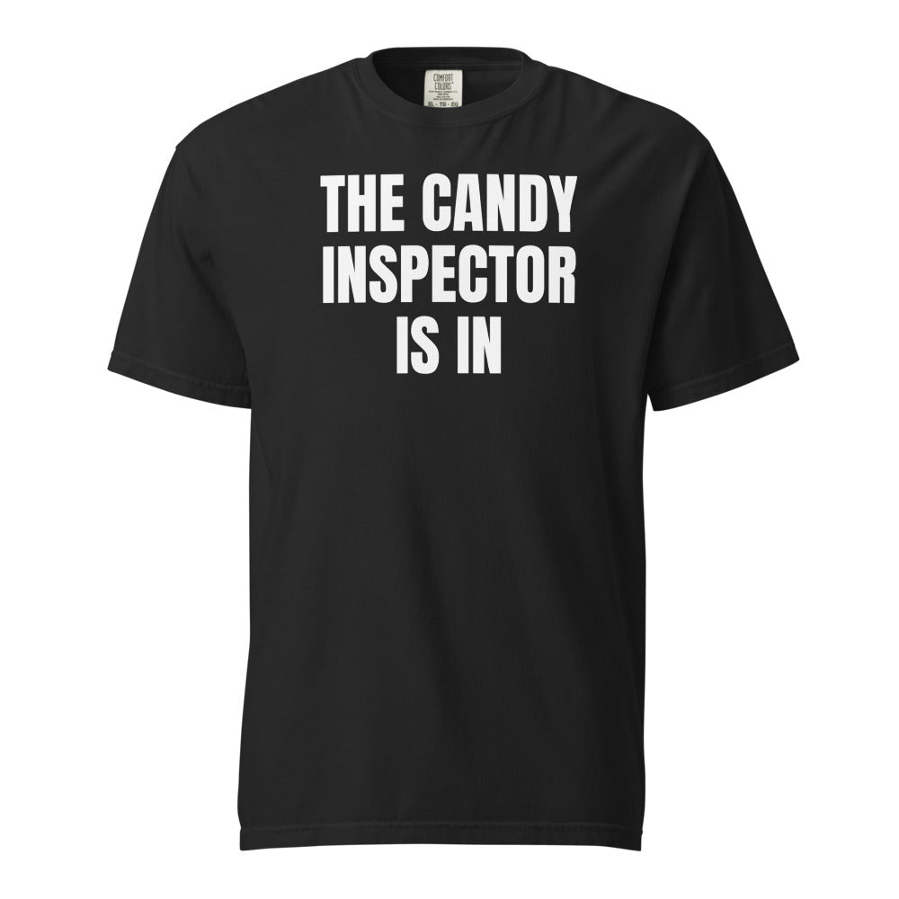 THE CANDY INSPECTOR IS IN garment-dyed tee, black