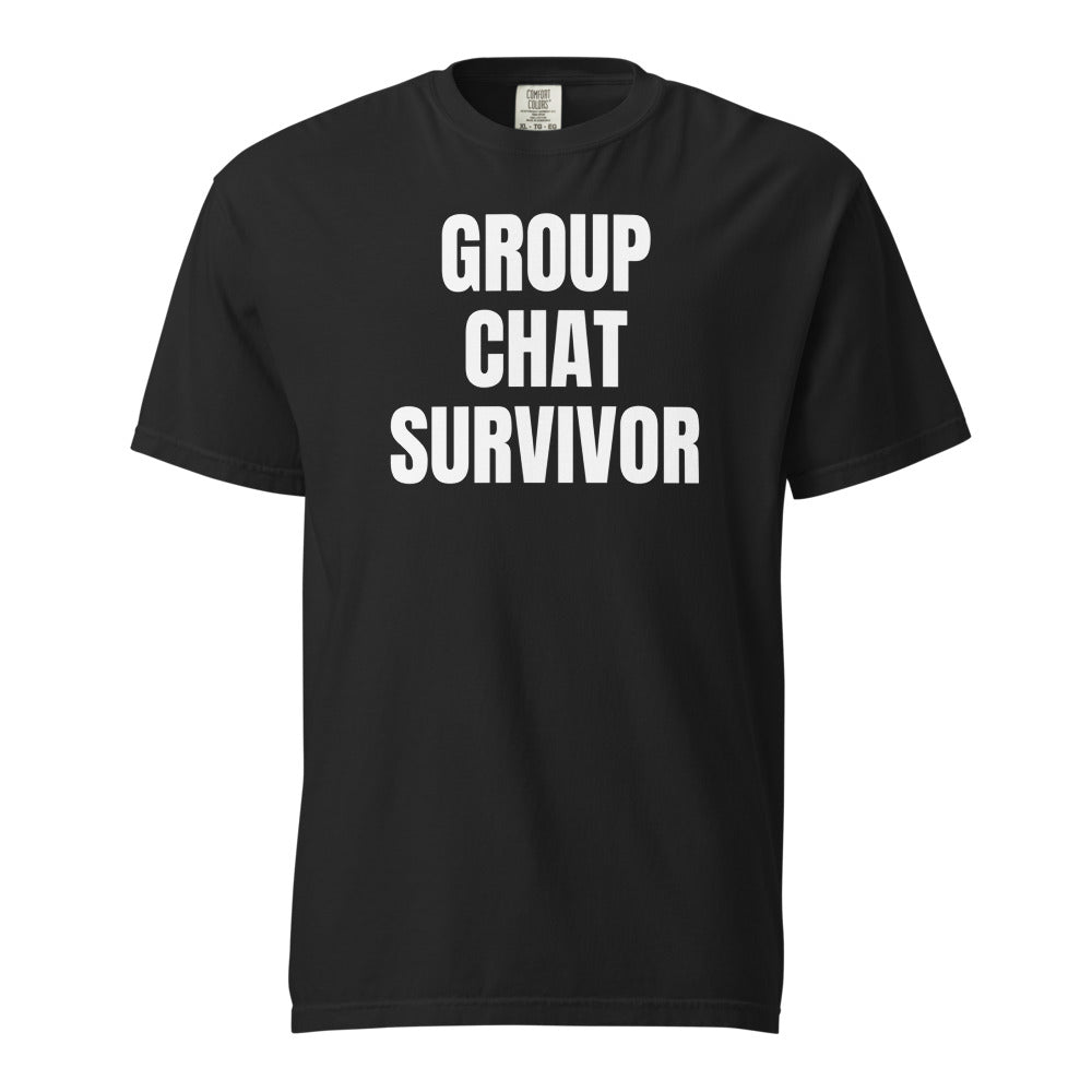 GROUP CHAT SURVIVOR garment-dyed tee, black
