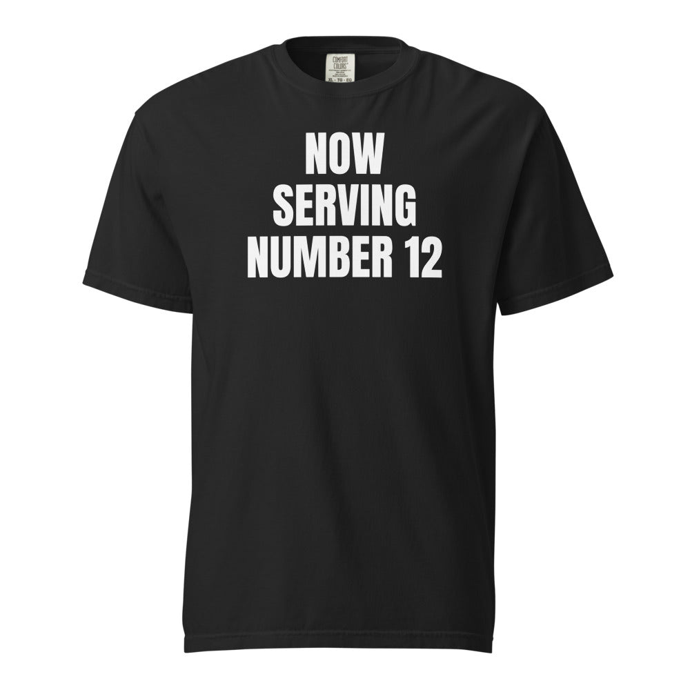 NOW SERVING NUMBER 12 garment-dyed tee, black