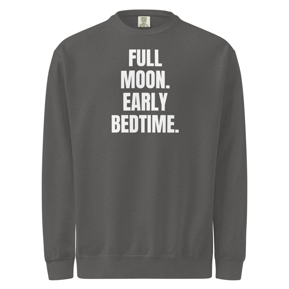 FULL MOON. EARLY BEDTIME. garment-dyed sweatshirt, pepper