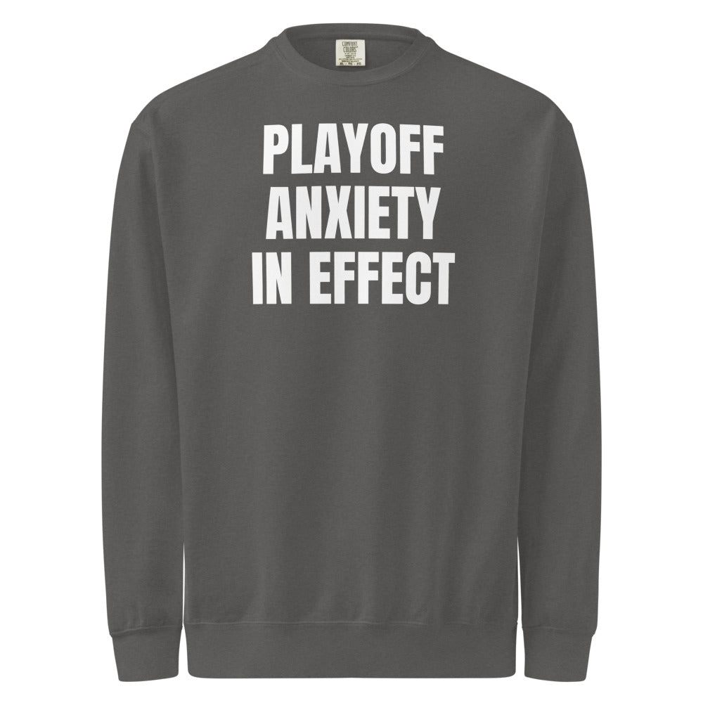PLAYOFF ANXIETY IN EFFECT garment-dyed sweatshirt, pepper