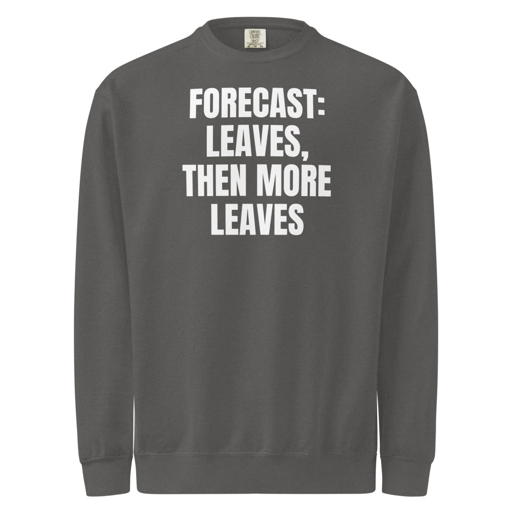 FORECAST: LEAVES, THEN MORE LEAVES garment-dyed sweatshirt, pepper