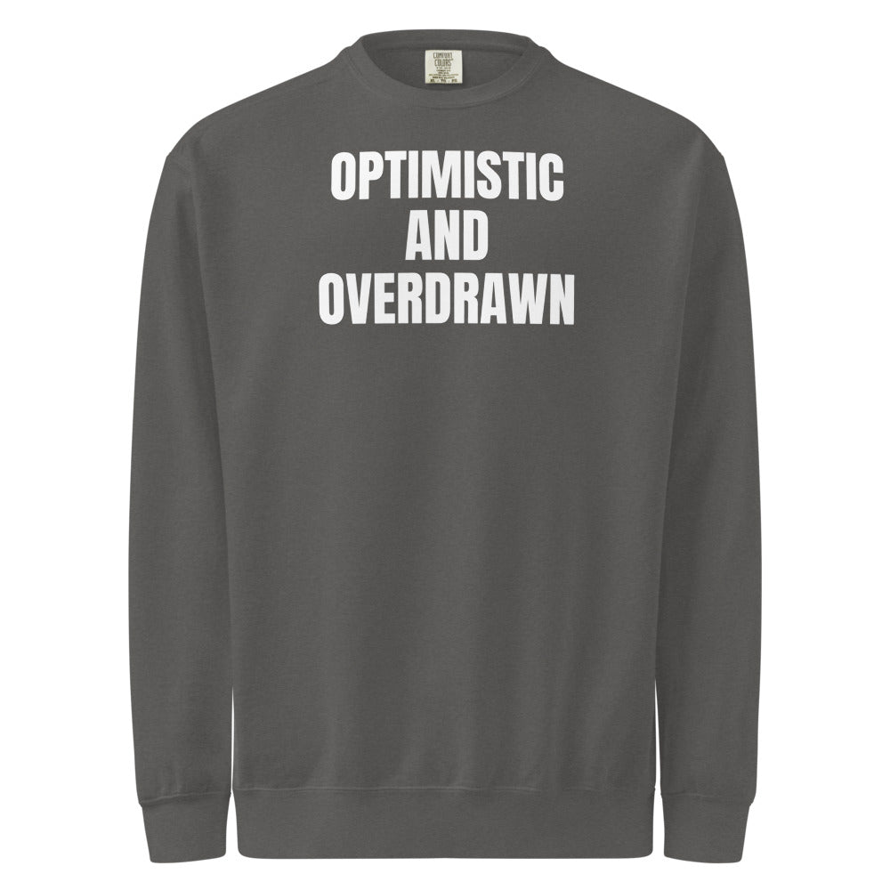 OPTIMISTIC AND OVERDRAWN garment-dyed sweatshirt, pepper