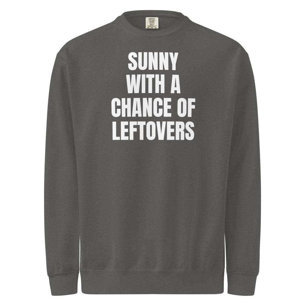 SUNNY WITH A CHANCE OF LEFTOVERS garment-dyed sweatshirt, pepper
