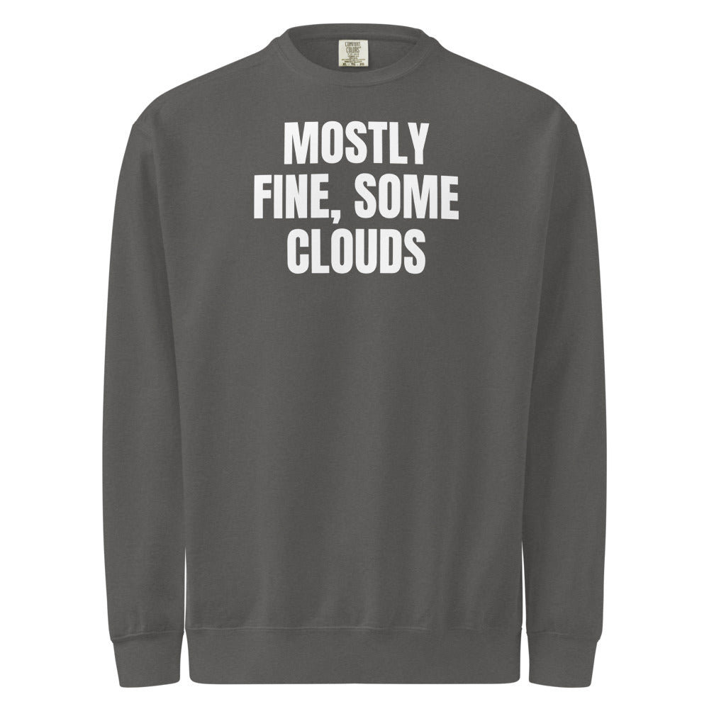 MOSTLY FINE, SOME CLOUDS garment-dyed sweatshirt, pepper