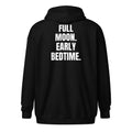 FULL MOON. EARLY BEDTIME. zip hoodie, black