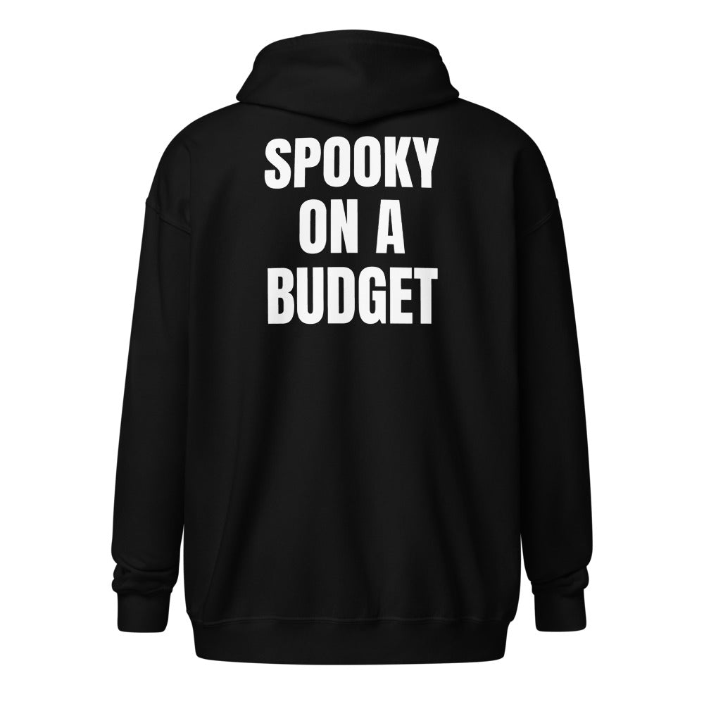 SPOOKY ON A BUDGET zip hoodie, black