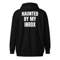 HAUNTED BY MY INBOX zip hoodie, black