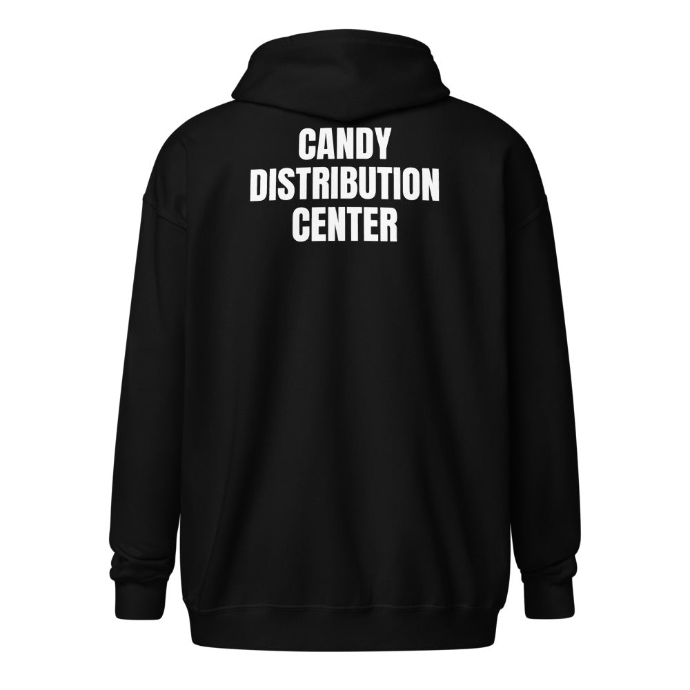 CANDY DISTRIBUTION CENTER zip hoodie, black