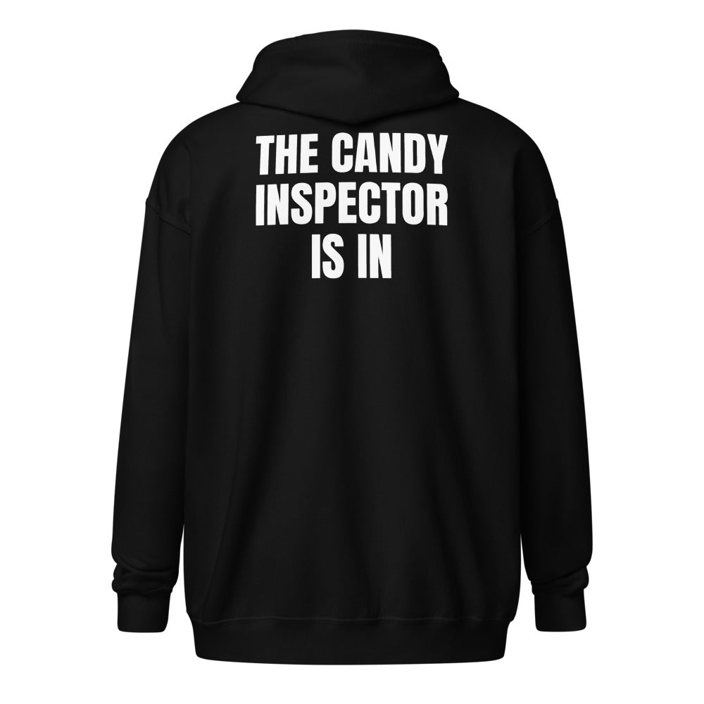 THE CANDY INSPECTOR IS IN zip hoodie, black