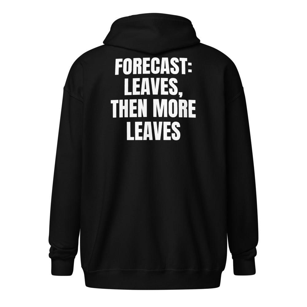 FORECAST: LEAVES, THEN MORE LEAVES zip hoodie, black
