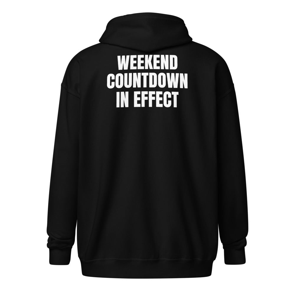 WEEKEND COUNTDOWN IN EFFECT zip hoodie, black