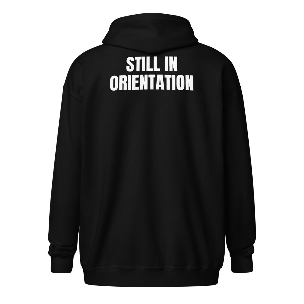 STILL IN ORIENTATION zip hoodie, black