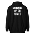 SHOWING UP ON FUMES zip hoodie, black