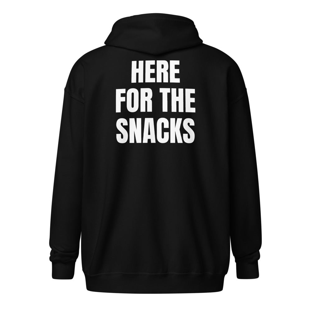 HERE FOR THE SNACKS zip hoodie, black