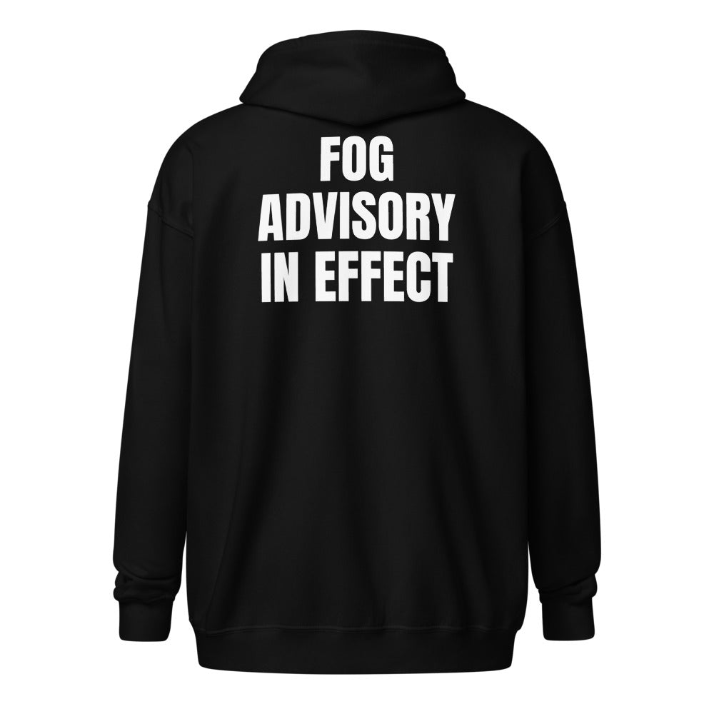 FOG ADVISORY IN EFFECT zip hoodie, black