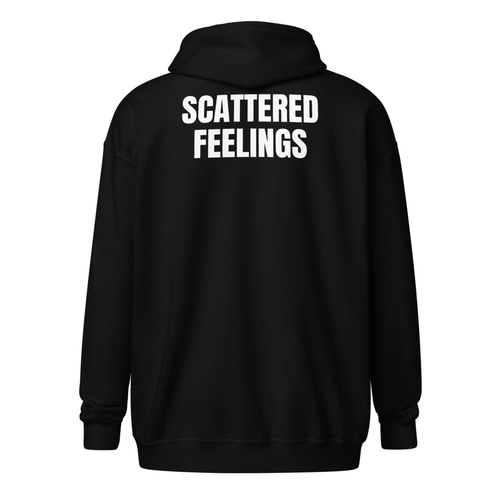 SCATTERED FEELINGS zip hoodie, black