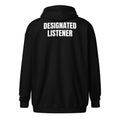 DESIGNATED LISTENER zip hoodie, black