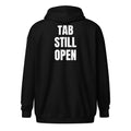 TAB STILL OPEN zip hoodie, black