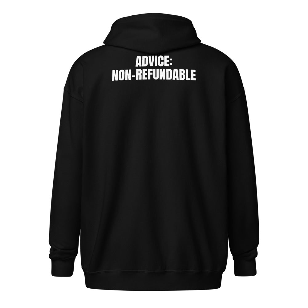 ADVICE: NON-REFUNDABLE zip hoodie, black