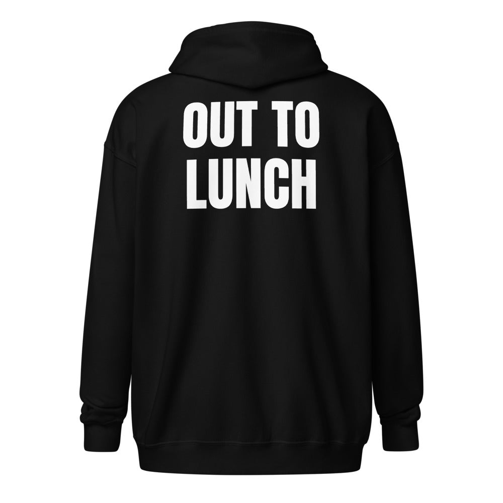 OUT TO LUNCH zip hoodie, black