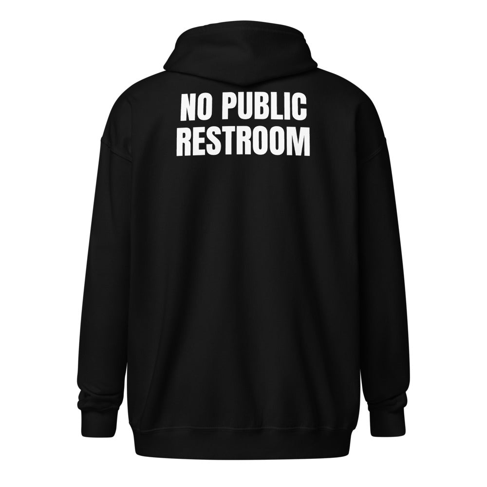 NO PUBLIC RESTROOM zip hoodie, black