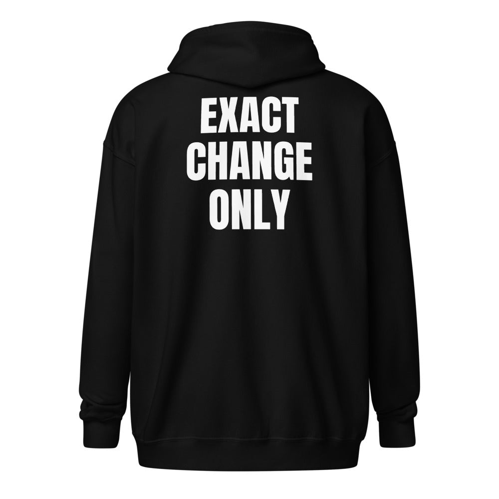 EXACT CHANGE ONLY zip hoodie, black