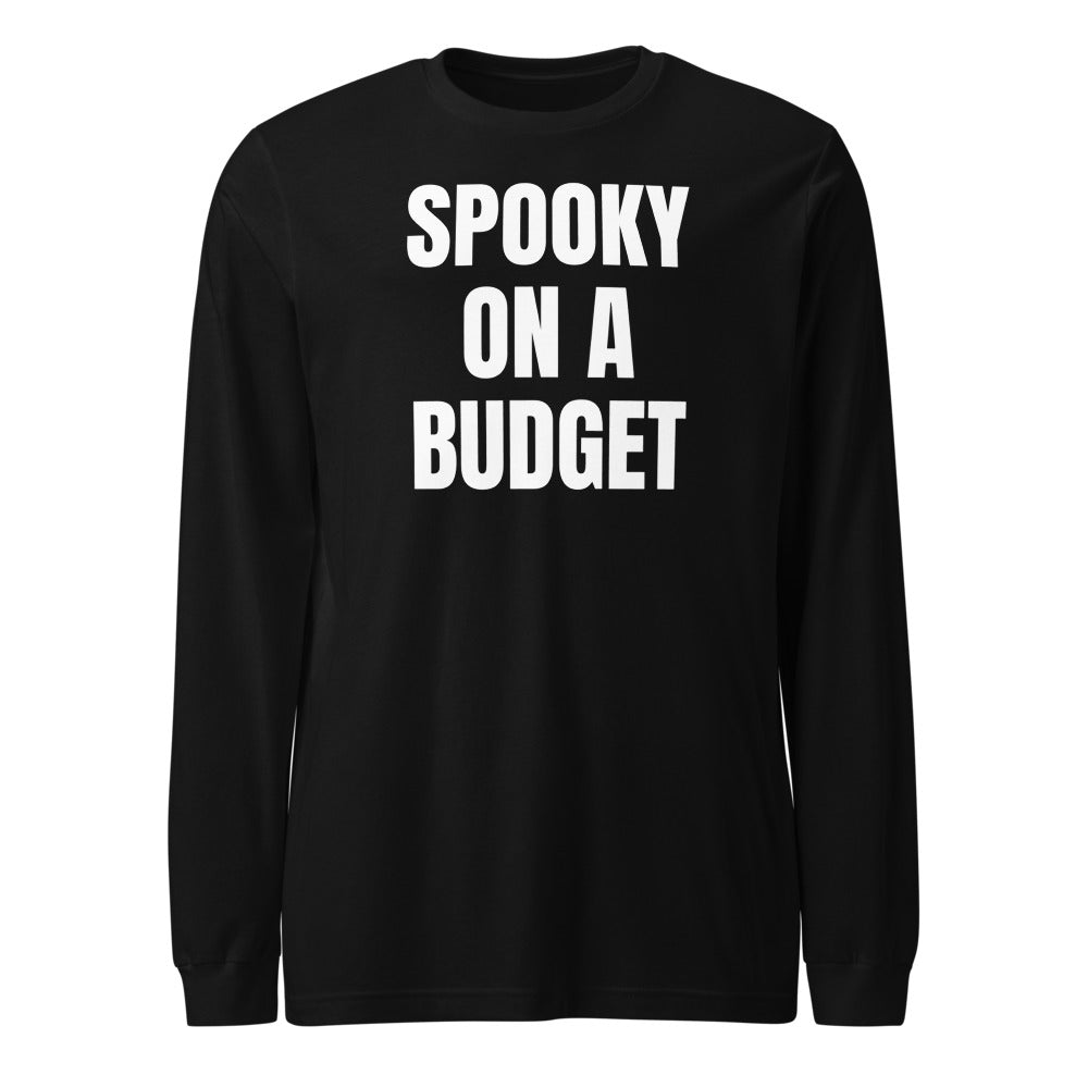 SPOOKY ON A BUDGET long sleeve tee, black