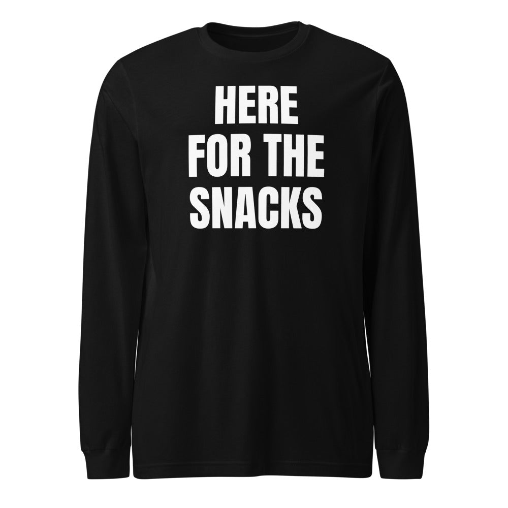 HERE FOR THE SNACKS long sleeve tee, black