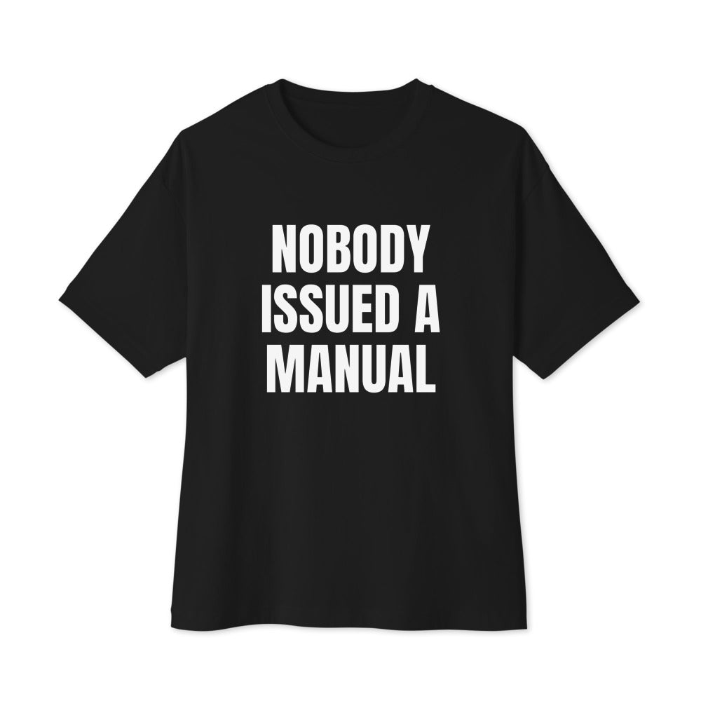 NOBODY ISSUED A MANUAL oversized tee, black