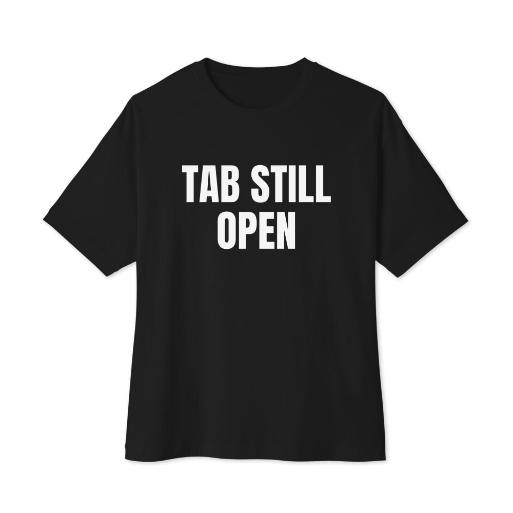 TAB STILL OPEN oversized tee, black