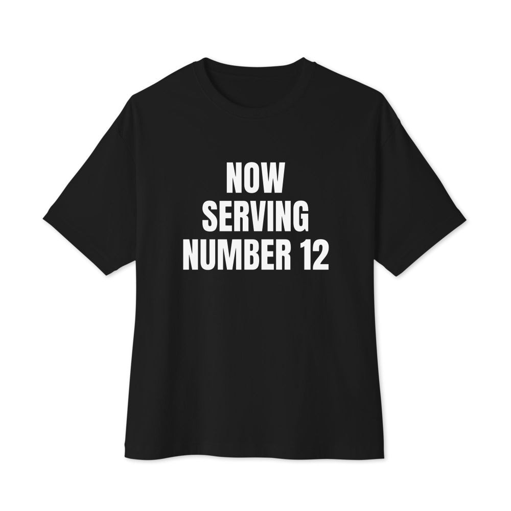 NOW SERVING NUMBER 12 oversized tee, black