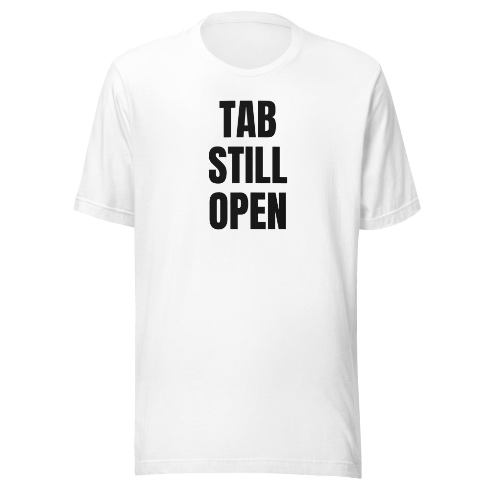 TAB STILL OPEN tee, white