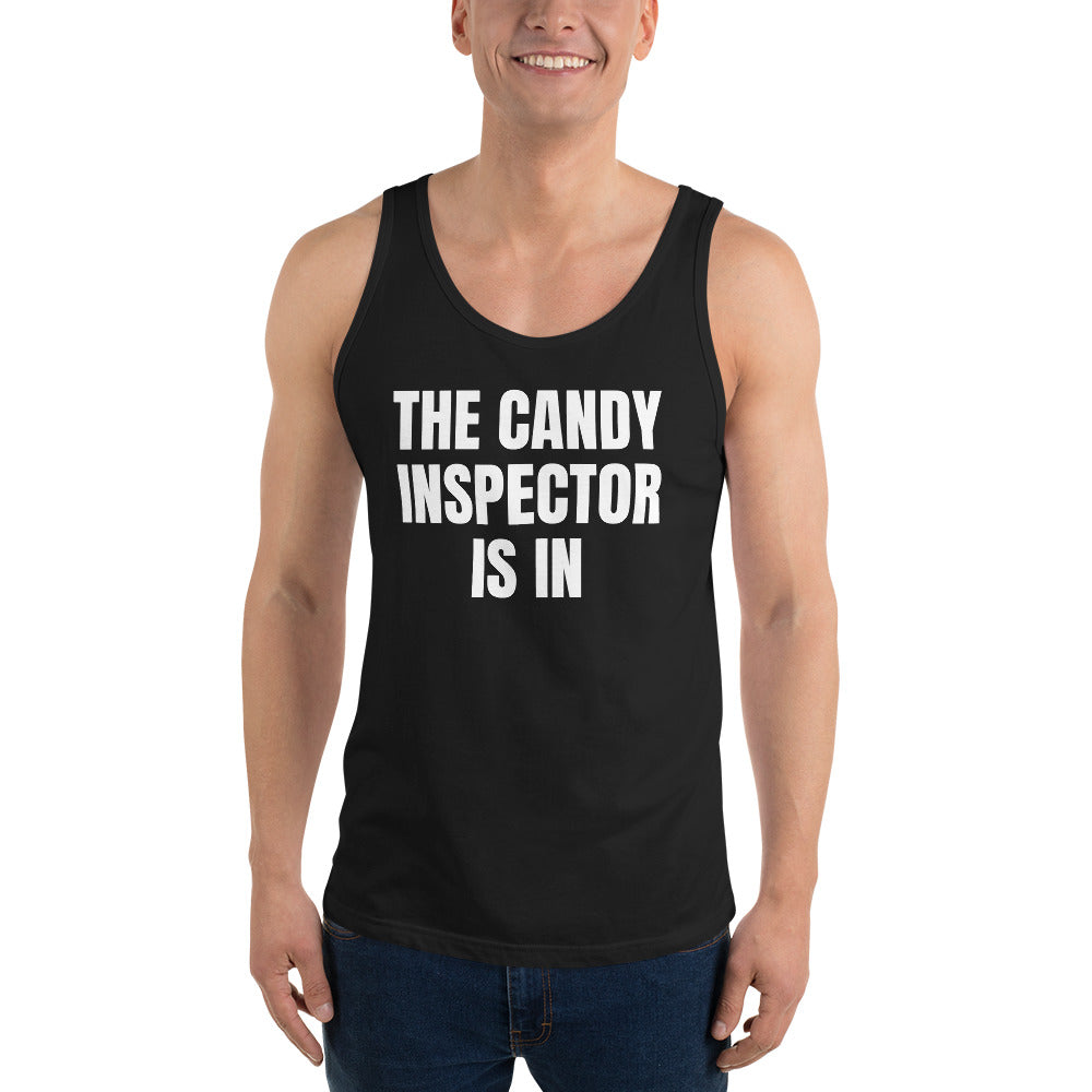 THE CANDY INSPECTOR IS IN tank top, black